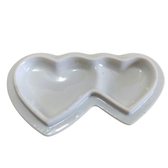 Vintage 1950's Porcelain-Double Heart Shaped-Gold Trim-Lady Angela Trinket Box - Picture 10 of 12